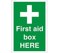 Seco First Aid Box Here Sign, 400mm x 600mm - 4mm Fluted Board