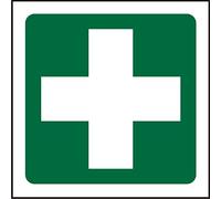 Seco First Aid Cross Pictogram Sign, 150mm x 150mm - Self Adhesive Vinyl