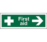 Seco First Aid - First Aid Cross, First Aid, Arrow Pointing Right Sign, 300mm x 100mm - 1mm Semi Rigid Plastic
