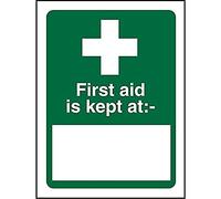 Seco First Aid is Kept at Location Sign, 200mm x 300mm - Self Adhesive Vinyl