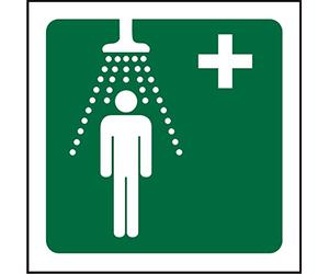 Seco First Aid Shower Pictogram Sign, 200mm x 200mm - Self Adhesive Vinyl