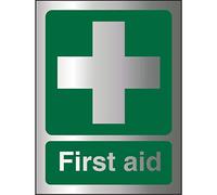 Seco First Aid Sign, 150mm x 200mm - 1.5mm Brushed Aluminium Composite