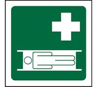 Seco First Aid Stretcher Pictogram Sign, 200mm x 200mm - Self Adhesive Vinyl