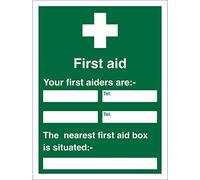 Seco First Aid - Your First Aiders are/The Nearest First Aid Box is Situated Sign, 450mm x 600mm - 1mm Semi Rigid Plastic