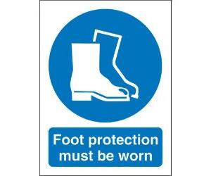 Seco Foot Protection Must Be Worn Sign, 150mm x 200mm - 1mm Semi Rigid Plastic