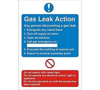 Seco Gas Leak Action Sign, 150mm x 200mm - 1mm Semi Rigid Plastic