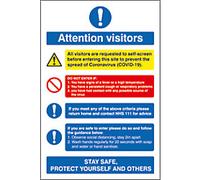Seco Health and Safety Poster Attention visitors Adhesive Cling Film 15 x 20 cm M406WC