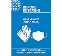 Seco Health and Safety Poster Before entering, wear gloves and a mask Adhesive Plastic 42 x 59.5 cm CVP11-A2
