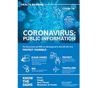 Seco Health and Safety Poster Corona Virus: Public Health Adhesive Plastic 19.7 x 42 cm
