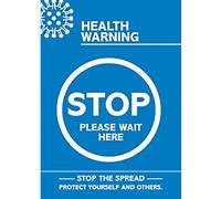 SECO Coronavirus Essential Poster - "Health Warning - Stop - Please Wait Here", A4, Blue and White