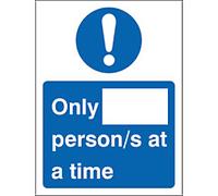 SECO"Number of Persons", 150x200mm Semi-Rigid Plastic Sign, Blue/White