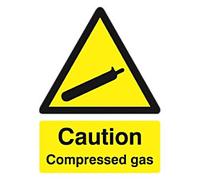 Seco Health and Safety Sign Caution Compressed Gas Self Adhesive Self-Reinforced Polymer (SRP) 15 x 20 cm