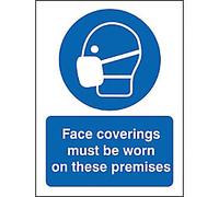 Seco Health and Safety Sign Face coverings must be worn on these premises Adhesive Vinyl 15 x 20 cm