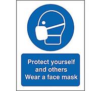 Seco Health and Safety Sign Protect yourself and others, wear a face mask Adhesive Plastic 20 x 30 cm