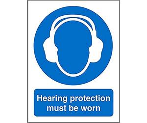 Seco Hearing Protection Must Be Worn Sign, 150mm x 200mm - Self Adhesive Vinyl