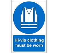 Seco Hi Vis Clothing Must Be Worn Sign, 400mm x 600mm - 1mm Semi Rigid Plastic
