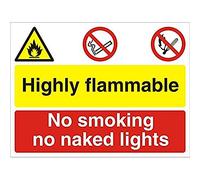 Seco Highly Flammable, No Smoking No Naked Lights Sign, 400mm x 300mm - 4mm Fluted Board