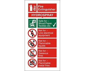 Seco Hydrospray Fire Extinguisher Sign, 100mm x 200mm - 1mm Semi Rigid Plastic