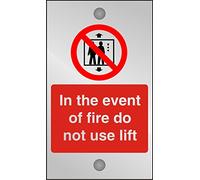 Seco in The Event of Fire Do Not Use Lift Sign, 120mm x 200mm - 5mm Clear Acrylic with Stand Off Fixings