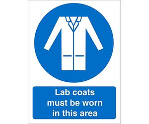 Seco Lab Coats Must Be Worn in This Area Sign, 200mm x 300mm - Self Adhesive Vinyl