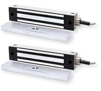 Seco-Larm E-946FC-600Q Pack of 2 Electromagnetic Gate Locks, 600 Pound Holding Force, Dual Voltage 12V 24V, Outdoor IP67, Face Mount or Surface Mount, Stainless Steel Security Lock