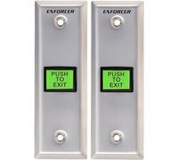 Seco-Larm SD-7103GC-PTQ Pack of 2 Illuminated Push To Exit Plates With Timer, Slimline Stainless Steel, Adjustable Delay, Buzzer Output, UL Certified Access Control