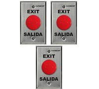 Seco-Larm SD-7201RCPE1Q Enforcer Request-to-Exit Plate, Red Mushroom Cap Push Button, Stainless-Steel Face-Plate, Exit and Salida” Screened on Plate, Fits into Standard Single-Gang Box, Pack of 3