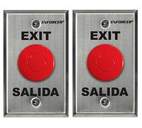 Seco-Larm SD-7201RCPE1Q Enforcer Request-to-Exit Plate, Red Mushroom Cap Push Button, Stainless-Steel Face-Plate, Exit and Salida” Screened on Plate, Fits into Standard Single-Gang Box, Pack of 2