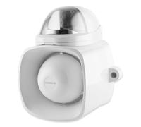 Seco-Larm SH-816S-SQ/C Self-Contained Siren with Strobe Light, 120dB Warble-Tone Siren, Audio Input for Broadcasting Messages Or Audio Playback, IP65 Weatherproof, White with Clear Light