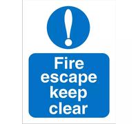 Seco Fire Escape Keep Clear Sign, 150mm x 200mm - 1mm Semi Rigid Plastic