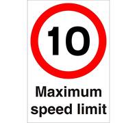 Seco Maximum Speed 10mph Sign, 400mm x 600mm - 1mm Semi Rigid Plastic