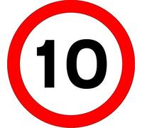 Road Sign 10 Mph Wall Mounted ACM (Aluminium Composite Material) 45 x 45 cm