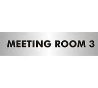 Seco Meeting Room 3 Sign, 190mm x 45mm - 2mm Brushed Aluminium Effect Acrylic