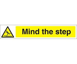 Seco Mind The Step Sign, 300mm x 50mm - 1mm Semi Rigid Plastic