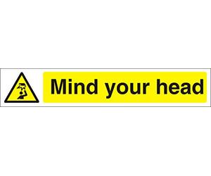 Seco Mind Your Head Sign, 600mm x 100mm - Self Adhesive Vinyl