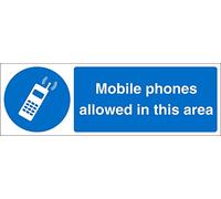 Seco Mobile Phones Allowed in This Area Sign, 300mm x 100mm - 4mm Fluted Board