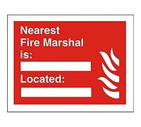 Seco Nearest Fire Marshal is, Located & Fire Sign, 200mm x 150mm - 1mm Semi Rigid Plastic
