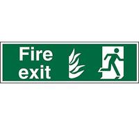 Seco NHS Compliant Fire Exit - Fire Exit, Fire, Man Running Right Sign, 450mm x 150mm - Self Adhesive Vinyl