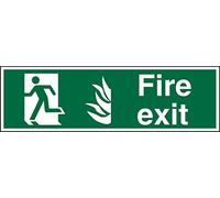 Seco NHS Compliant Fire Exit - Man Running Left, Fire, Fire Exit Sign, 600mm x 200mm - Self Adhesive Vinyl