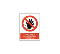 Seco No Access for Unauthorised Persons Sign, 150mm x 200mm - 1mm Semi Rigid Plastic, Red/White