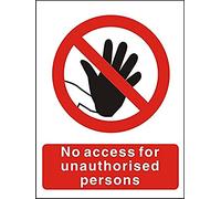 Seco No Access for Unauthorised Persons Sign, 300mm x 400mm - Self Adhesive Vinyl
