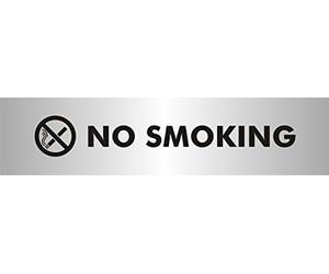 Seco No Smoking with Pictogram Sign, 190mm x 45mm - 2mm Brushed Aluminium Effect Acrylic