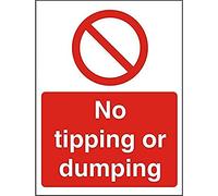 Seco No Tipping Or Dumping Sign, 150mm x 200mm - 1mm Semi Rigid Plastic