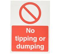 Warning Sign No Tipping Or Dumping Adhesive Vinyl 20 x 15 cm