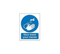 Seco Now Wash Your Hands Sign, 150mm x 200mm - Self Adhesive Vinyl