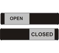 Seco Open/Closed Sliding Sign, 255mm x 52mm - Aluminum/PVC