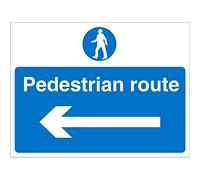 Seco Pedestrian Route with Arrow Pointing Left Sign, 600mm x 450mm - 4mm Fluted Board