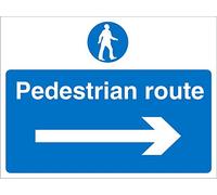 Seco Pedestrian Route with Arrow Pointing Right Sign, 400mm x 300mm - 3mm Foam PVC