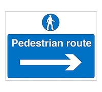 Seco Pedestrian Route with Arrow Pointing Right Sign, 400mm x 300mm - 4mm Fluted Board