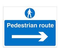 Seco Pedestrian Route with Arrow Pointing Right Sign, 600mm x 450mm - 3mm Foam PVC